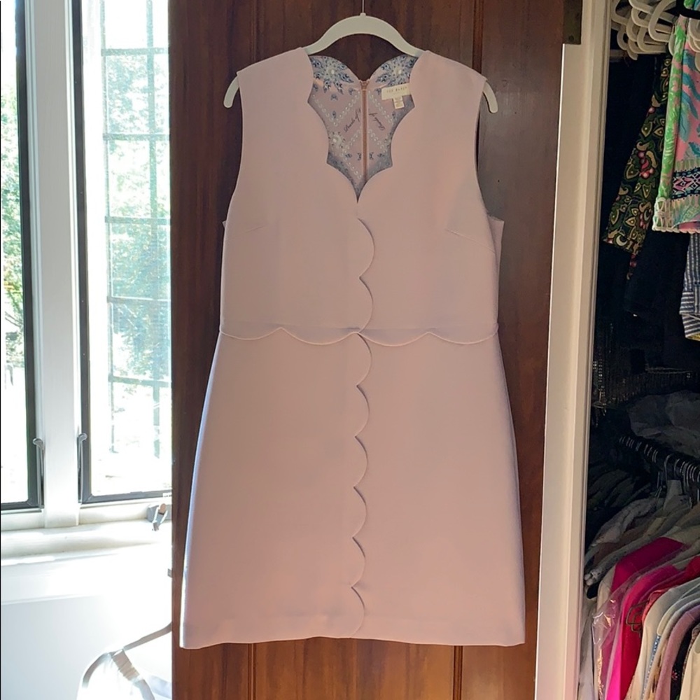 Ted Baker dusty pink scallop dress size L! - Picture 2 of 7
